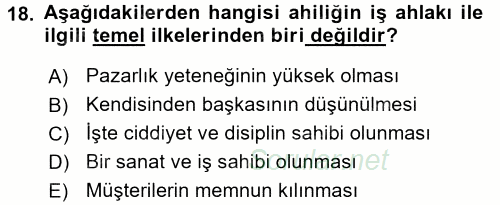 Profesyonel Yaşamda İmaj ve İtibar Yönetimi 2016 - 2017 Dönem Sonu Sınavı 18.Soru