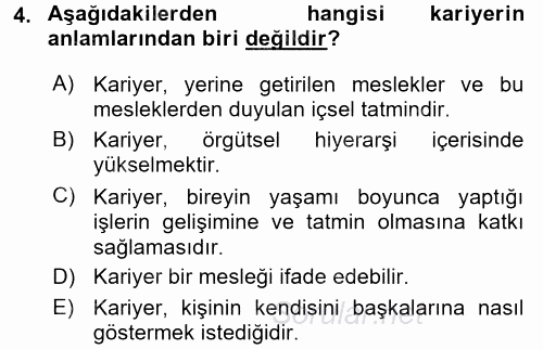 Profesyonel Yaşamda İmaj ve İtibar Yönetimi 2016 - 2017 Dönem Sonu Sınavı 4.Soru