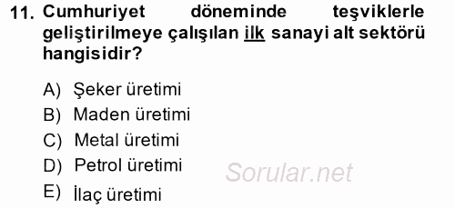 Endüstri Sosyolojisi 2014 - 2015 Dönem Sonu Sınavı 11.Soru