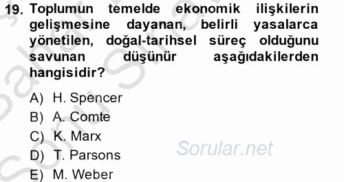 Endüstri Sosyolojisi 2014 - 2015 Dönem Sonu Sınavı 19.Soru