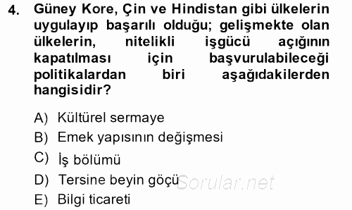 Endüstri Sosyolojisi 2014 - 2015 Dönem Sonu Sınavı 4.Soru