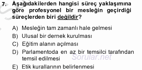 Endüstri Sosyolojisi 2014 - 2015 Dönem Sonu Sınavı 7.Soru