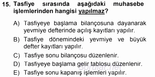Muhasebe Uygulamaları 2012 - 2013 Dönem Sonu Sınavı 15.Soru