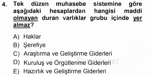Muhasebe Uygulamaları 2012 - 2013 Dönem Sonu Sınavı 4.Soru
