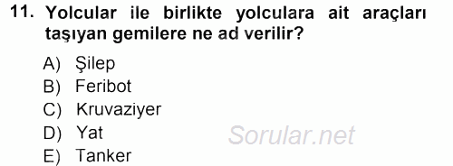 Ulaştırma Sistemleri 2012 - 2013 Dönem Sonu Sınavı 11.Soru
