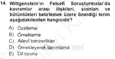 Çağdaş Felsefe 1 2013 - 2014 Tek Ders Sınavı 14.Soru