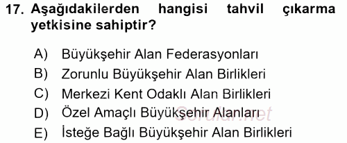 Kentleşme ve Konut Politikaları 2015 - 2016 Tek Ders Sınavı 17.Soru