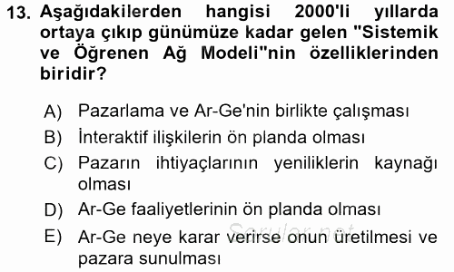 Yenilik Yönetimi 2016 - 2017 Ara Sınavı 13.Soru
