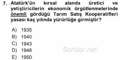 Hayvancılık Ekonomisi 2015 - 2016 Tek Ders Sınavı 7.Soru