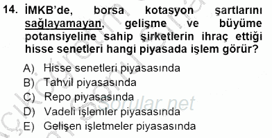 Girişim Finansmanı 2012 - 2013 Dönem Sonu Sınavı 14.Soru