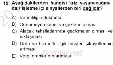 Girişim Finansmanı 2012 - 2013 Dönem Sonu Sınavı 19.Soru