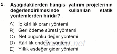 Girişim Finansmanı 2012 - 2013 Dönem Sonu Sınavı 5.Soru