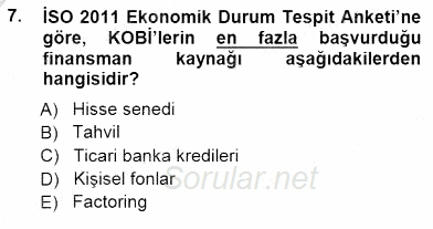 Girişim Finansmanı 2012 - 2013 Dönem Sonu Sınavı 7.Soru