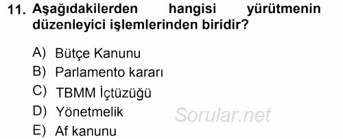 Anayasa Hukuku 2014 - 2015 Tek Ders Sınavı 11.Soru