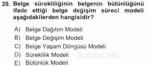 Dosyalama Arşivleme 2016 - 2017 Ara Sınavı 20.Soru