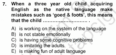 Dilbilim 2 2012 - 2013 Ara Sınavı 7.Soru