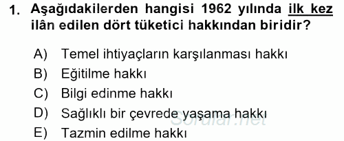 Aile Ekonomisi 2016 - 2017 3 Ders Sınavı 1.Soru