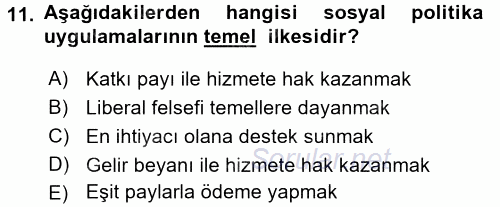 Aile Ekonomisi 2016 - 2017 3 Ders Sınavı 11.Soru