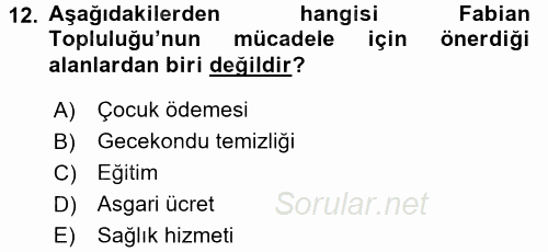 Aile Ekonomisi 2016 - 2017 3 Ders Sınavı 12.Soru