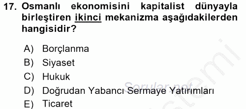 Aile Ekonomisi 2016 - 2017 3 Ders Sınavı 17.Soru