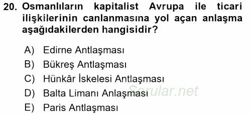 Aile Ekonomisi 2016 - 2017 3 Ders Sınavı 20.Soru