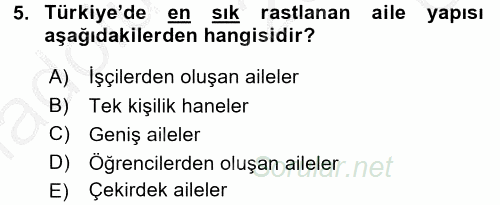 Aile Ekonomisi 2016 - 2017 3 Ders Sınavı 5.Soru