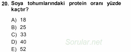Tarla Bitkileri 2 2014 - 2015 Ara Sınavı 20.Soru