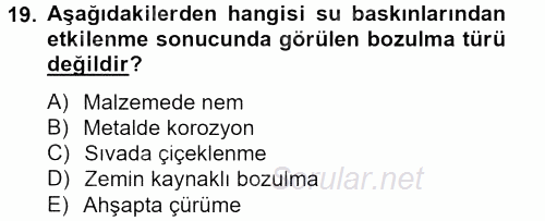 Restorasyon ve Koruma İlkeleri 2012 - 2013 Ara Sınavı 19.Soru