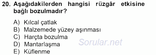 Restorasyon ve Koruma İlkeleri 2012 - 2013 Ara Sınavı 20.Soru