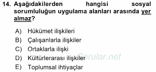 Halkla İlişkiler Uygulamaları ve Örnek Olaylar 2017 - 2018 3 Ders Sınavı 14.Soru