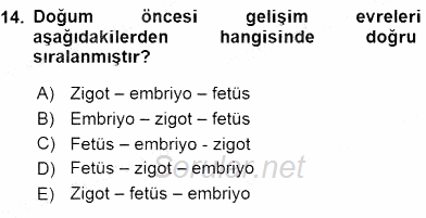 Çocuk Gelişiminde Alan Çalışmaları 2015 - 2016 Ara Sınavı 14.Soru
