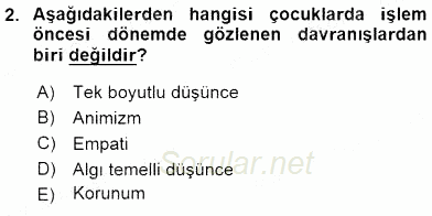 Çocuk Gelişiminde Alan Çalışmaları 2015 - 2016 Ara Sınavı 2.Soru
