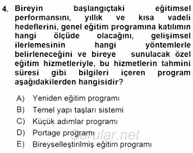 Çocuk Gelişiminde Alan Çalışmaları 2015 - 2016 Ara Sınavı 4.Soru