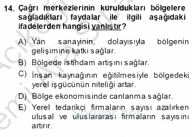 Çağrı Merkezi Yönetimi 1 2013 - 2014 Ara Sınavı 14.Soru