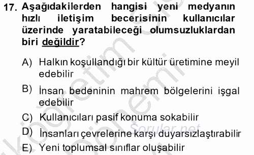 Hareketli Görüntünün Tarihi 2014 - 2015 Dönem Sonu Sınavı 17.Soru