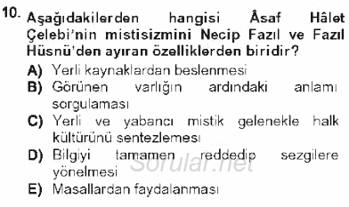 Cumhuriyet Dönemi Türk Şiiri 2012 - 2013 Tek Ders Sınavı 10.Soru