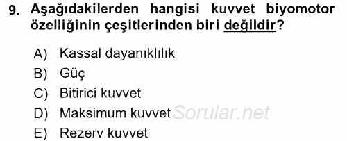 Spor Bilimlerine Giriş 2017 - 2018 3 Ders Sınavı 9.Soru