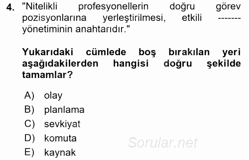 Afet Tıbbı ve Yönetim İlkeleri 2017 - 2018 Ara Sınavı 4.Soru