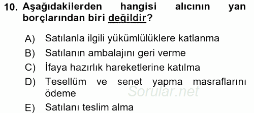 Medeni Hukuk 2 2017 - 2018 Dönem Sonu Sınavı 10.Soru
