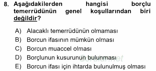 Medeni Hukuk 2 2017 - 2018 Dönem Sonu Sınavı 8.Soru