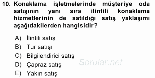Satış Teknikleri 2015 - 2016 Tek Ders Sınavı 10.Soru