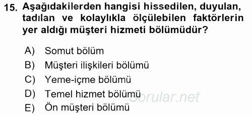 Satış Teknikleri 2015 - 2016 Tek Ders Sınavı 15.Soru
