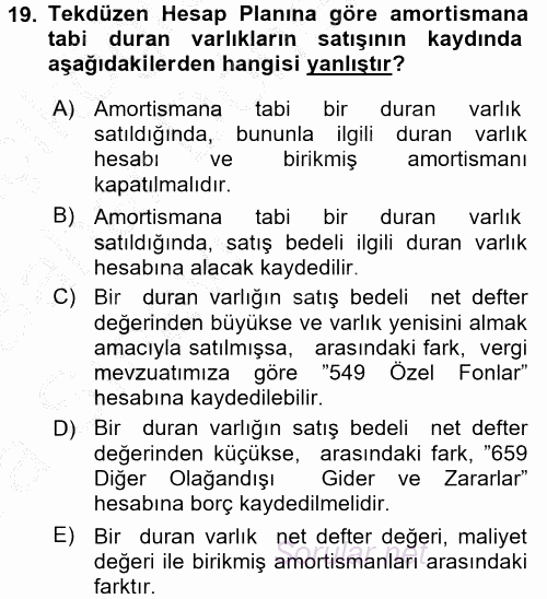 Genel Muhasebe 2 2016 - 2017 Ara Sınavı 19.Soru Genel Muhasebe 2 2016 - 2017 Ara Sınavı 19.Soru