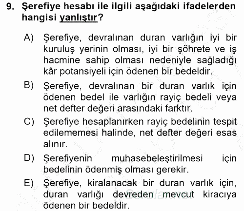 Genel Muhasebe 2 2016 - 2017 Ara Sınavı 9.Soru Genel Muhasebe 2 2016 - 2017 Ara Sınavı 9.Soru