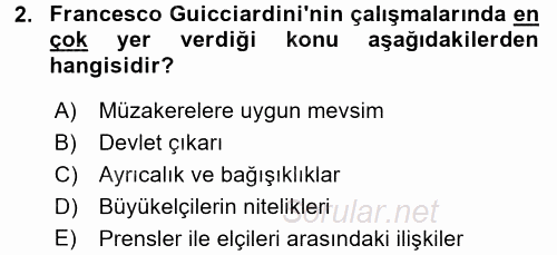 Diplomasi Tarihi 2017 - 2018 Ara Sınavı 2.Soru