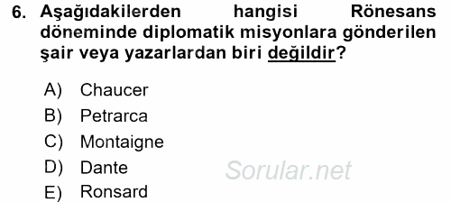 Diplomasi Tarihi 2017 - 2018 Ara Sınavı 6.Soru