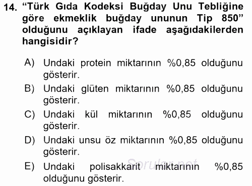 Temel Mutfak Teknikleri 2016 - 2017 Dönem Sonu Sınavı 14.Soru