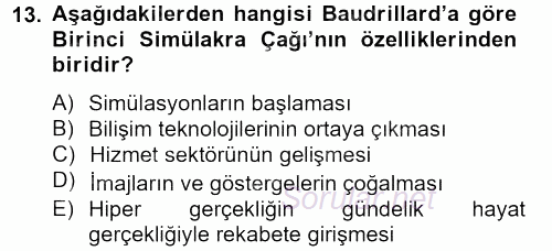 İletişim Kuramları 2012 - 2013 Dönem Sonu Sınavı 13.Soru