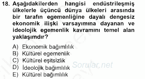 İletişim Kuramları 2012 - 2013 Dönem Sonu Sınavı 18.Soru