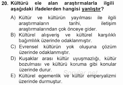 İletişim Kuramları 2012 - 2013 Dönem Sonu Sınavı 20.Soru